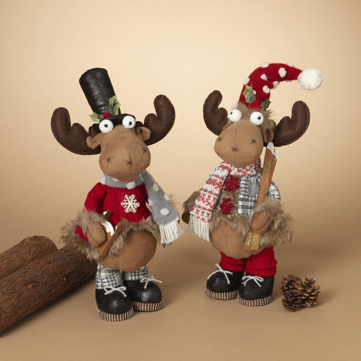 16" Plush Holiday Moose Figurine