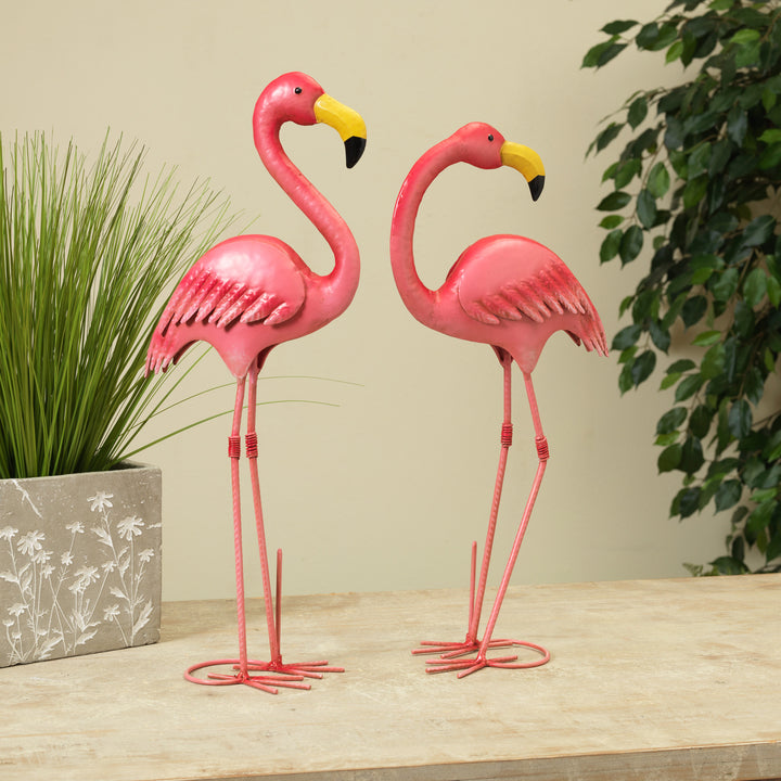 Metal Pink Flamingo Figurine