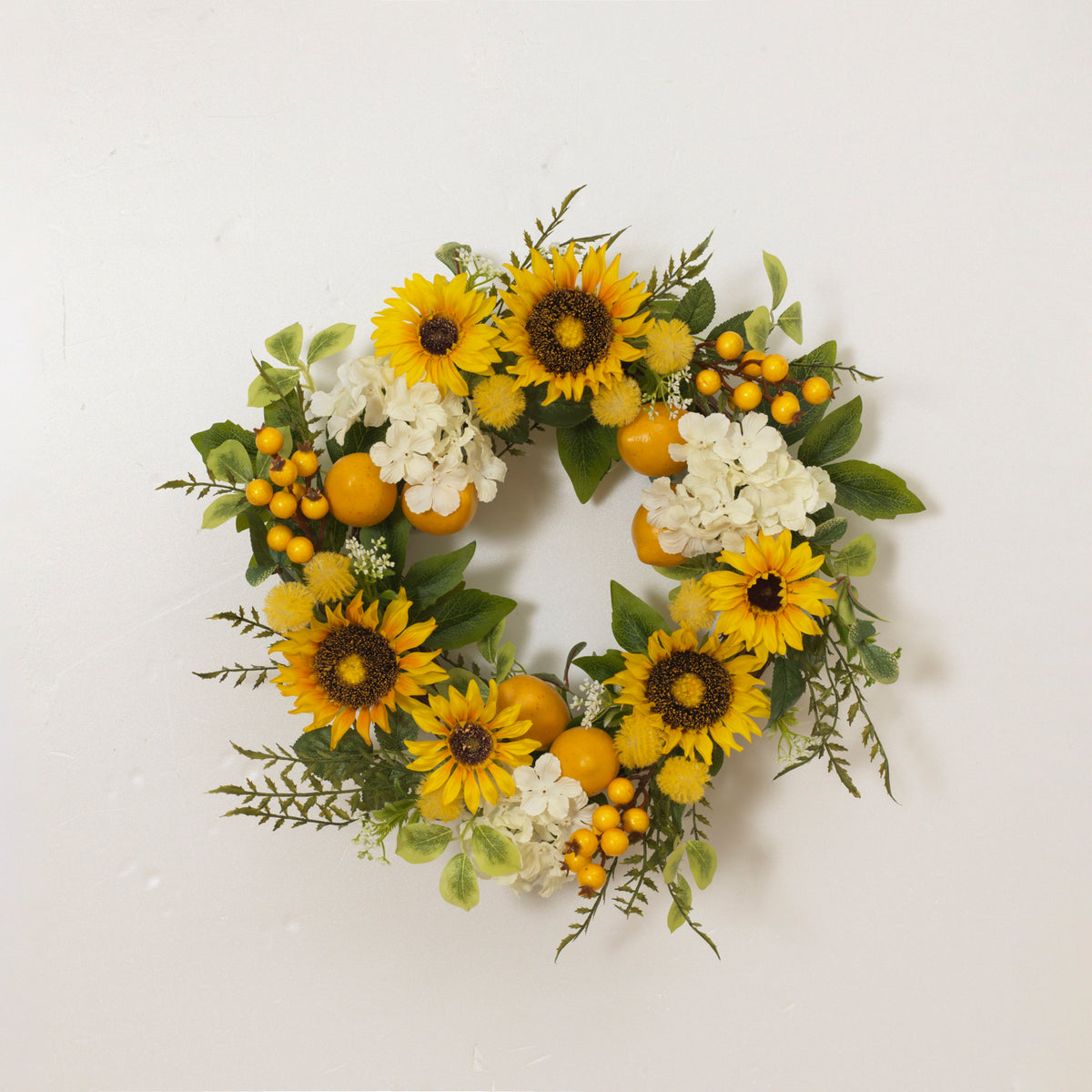 Sunflower & Lemon Wreath w/ Berry Accents