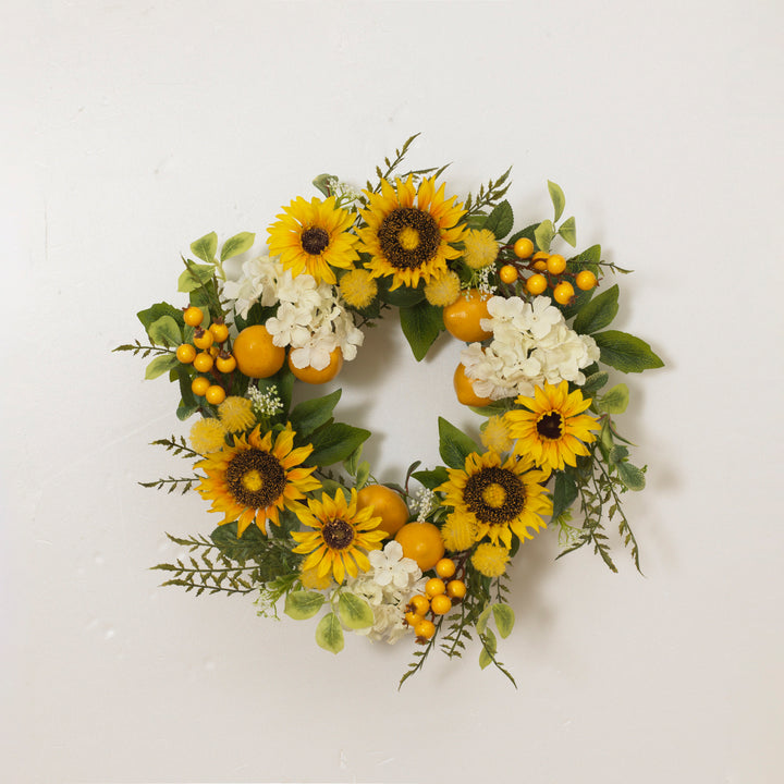 Sunflower & Lemon Wreath w/ Berry Accents
