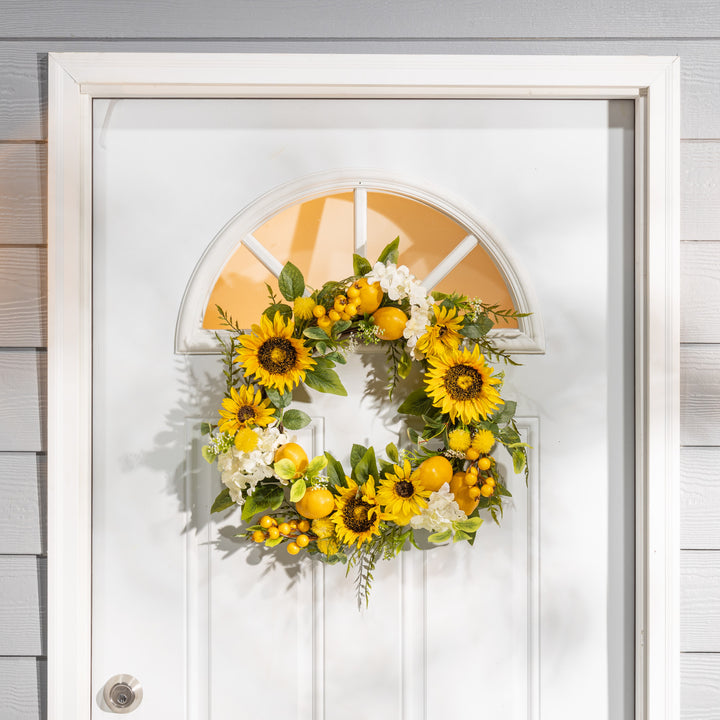 Sunflower & Lemon Wreath w/ Berry Accents