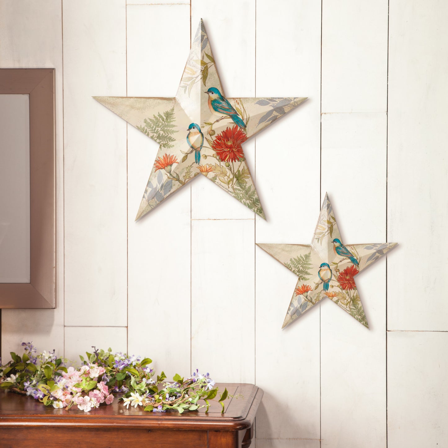 Metal Spring Bird Design Wall Hanging Star