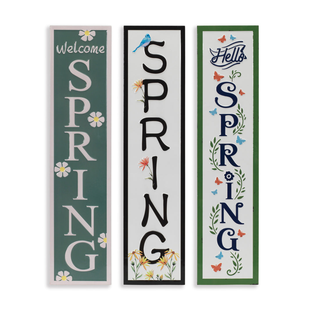 42"H Metal Embossed "Spring" Wall Sign