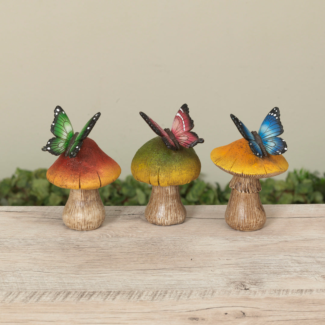 5.6"H Resin Mushroom w/ Butterfly