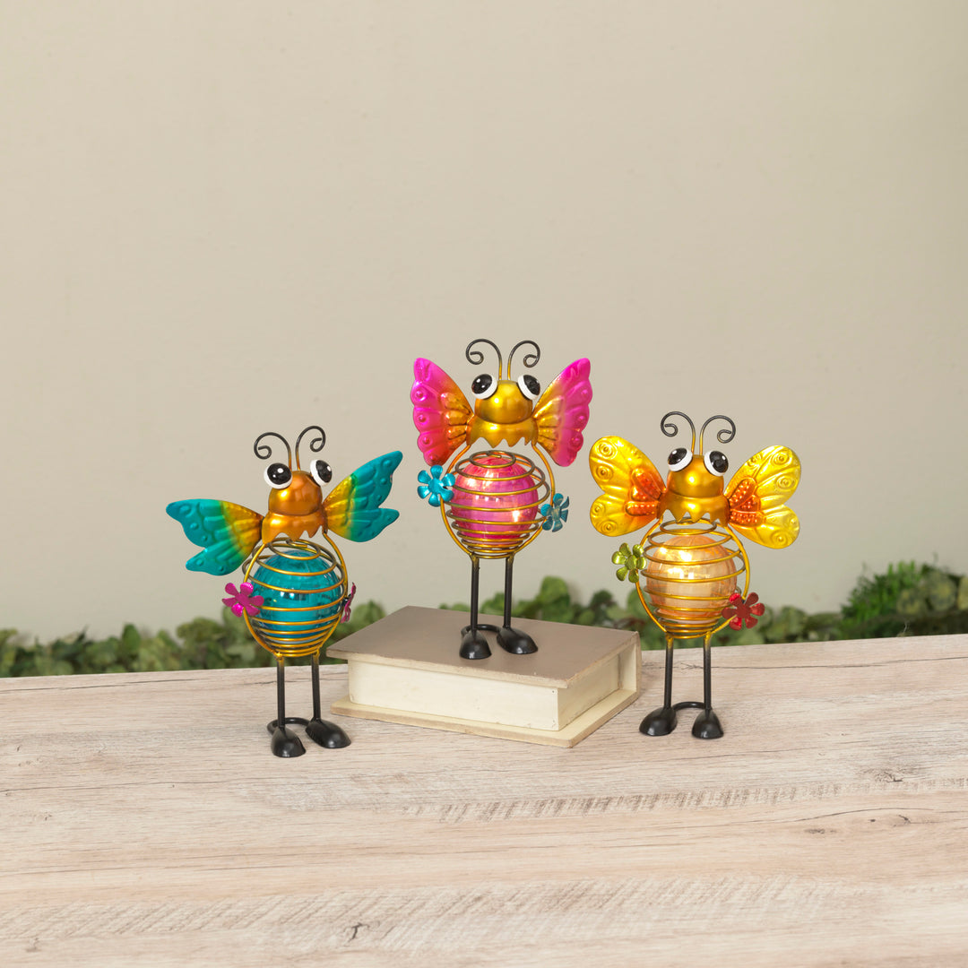 Solar Lighted Metal & Glass Butterfly Friend