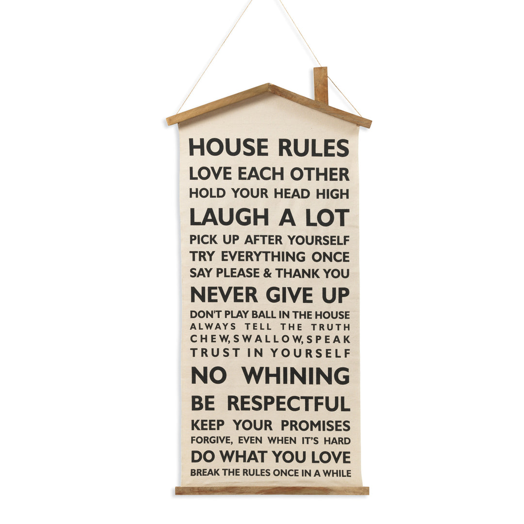 48"H Canvas Hanging "House Rules" Sign