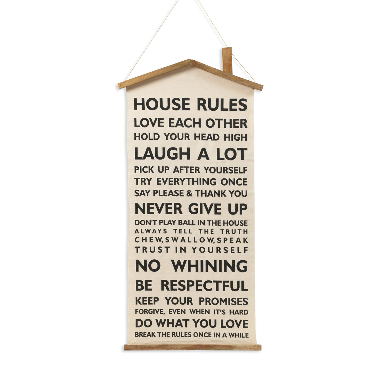 48"H Canvas Hanging "House Rules" Sign