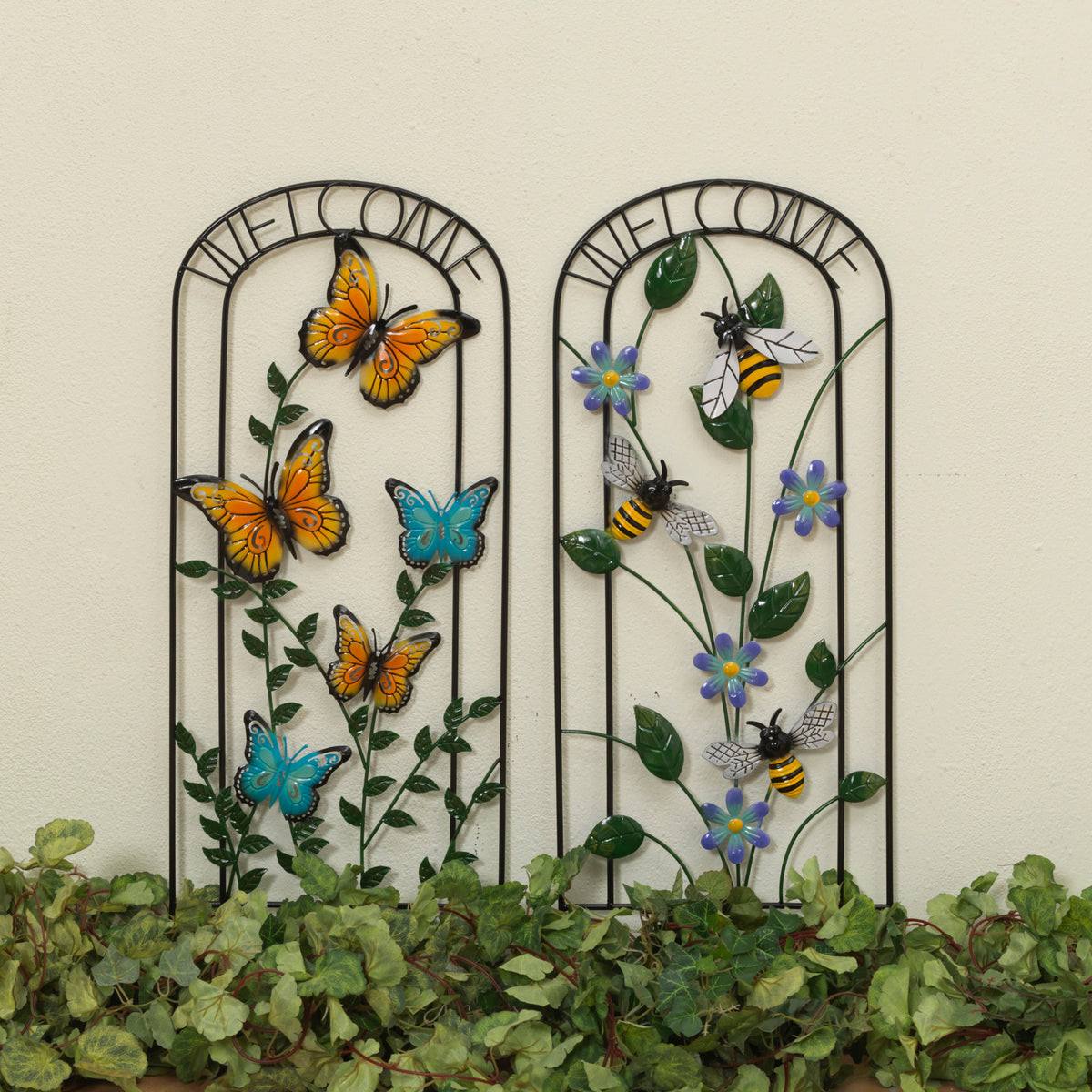 Metal Butterfly & Bee Trellis