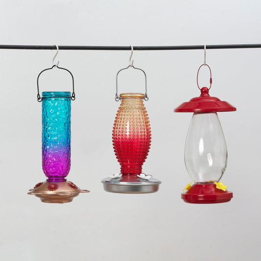 10.4"H Glass Hummingbird Feeder
