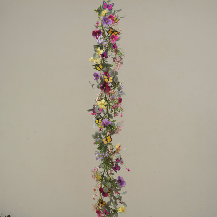 5'L Wildflower Garland w/ Butterfly Accent