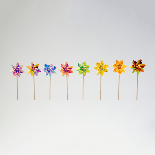 18.8"H PET Rainbow Metallic Pinwheel Spinner