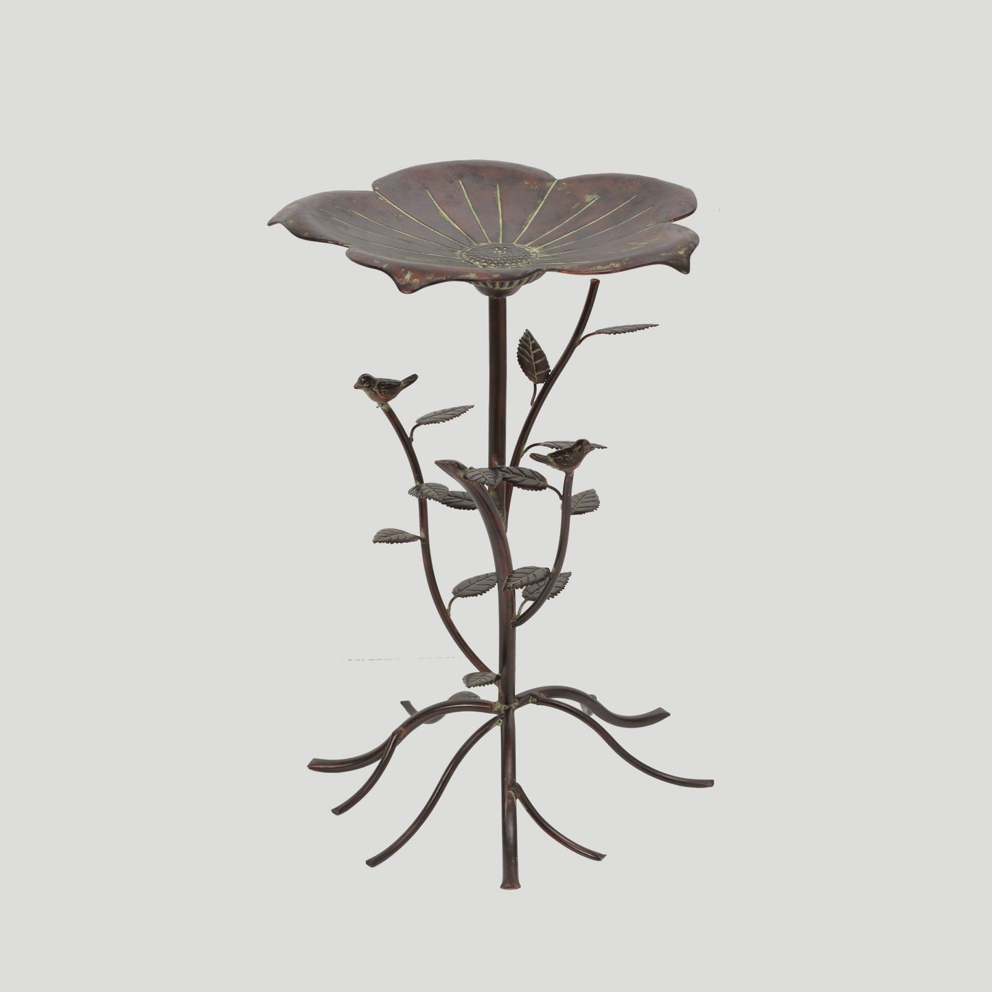 22.5"H Metal Flower Birdbath