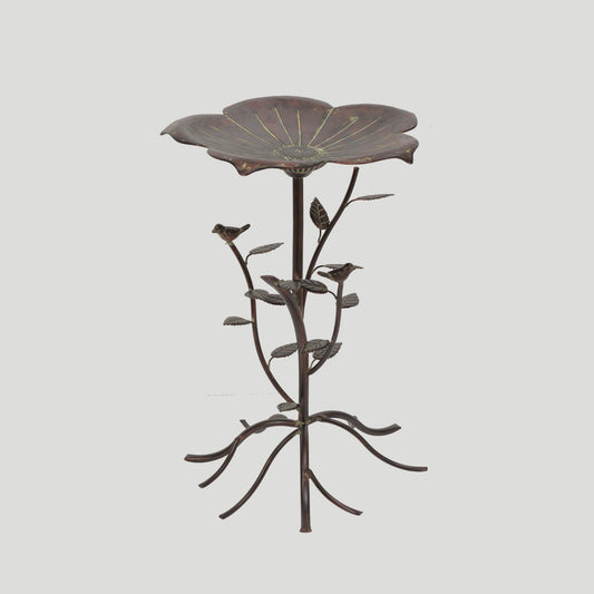 22.5"H Metal Flower Birdbath