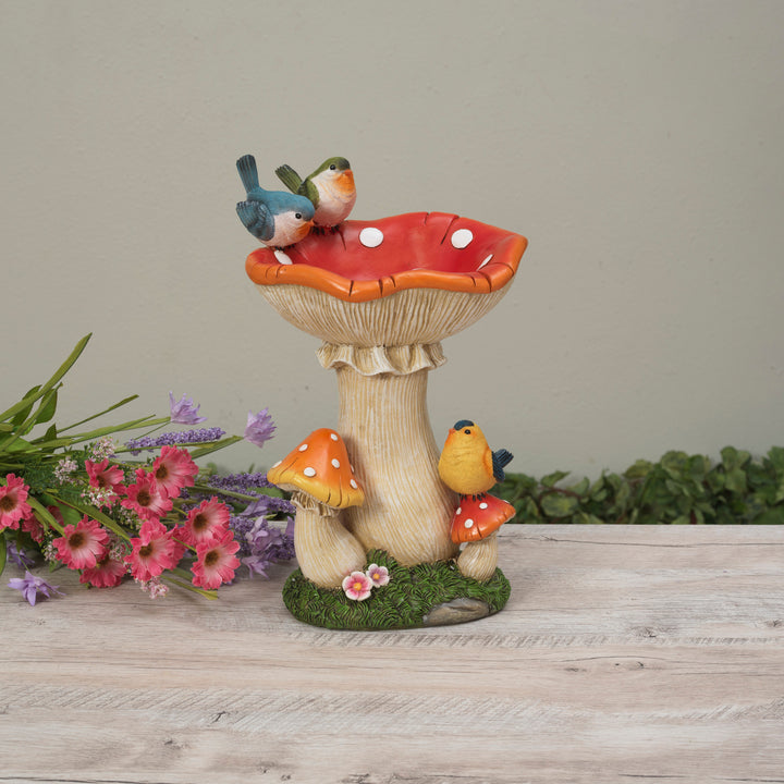 12.6"H Resin Mushroom Bird Feeder