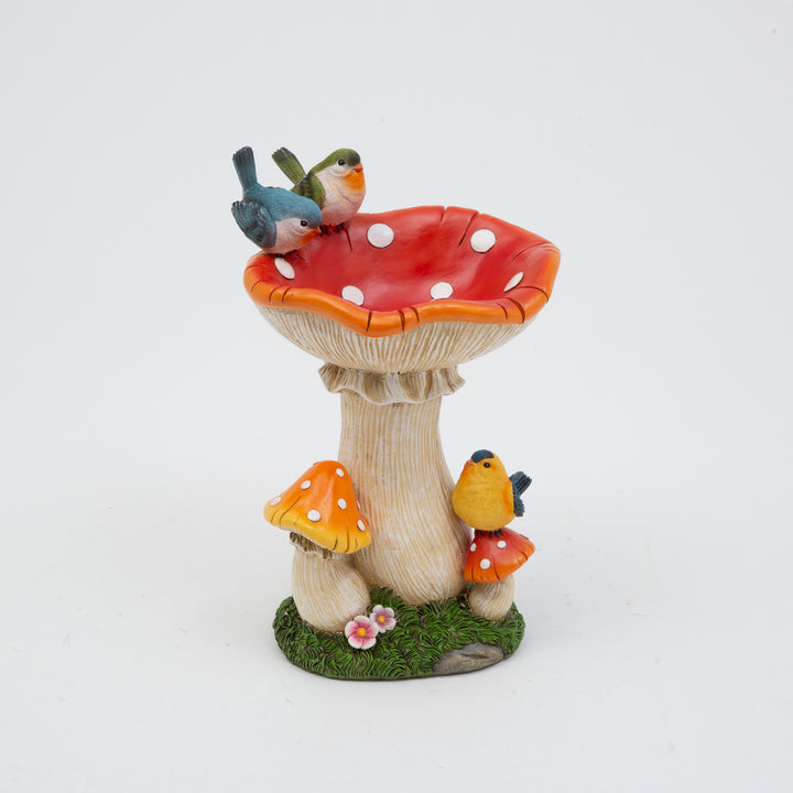 12.6"H Resin Mushroom Bird Feeder