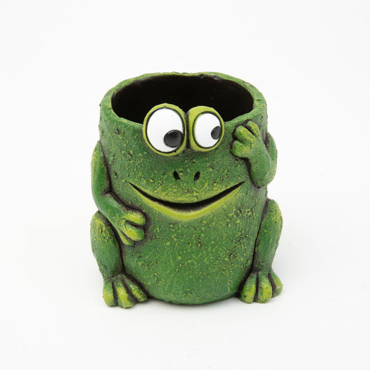 6.8"H Cement Frog Planter