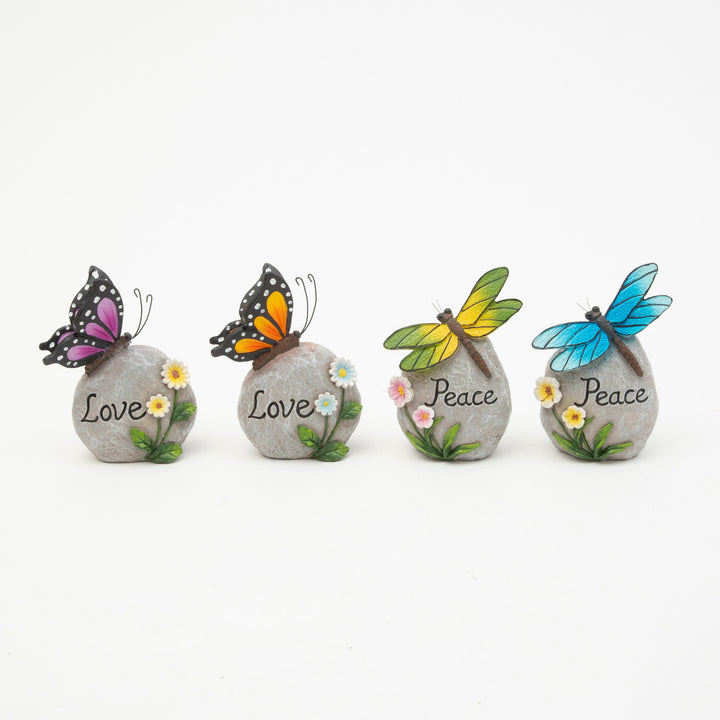 5.5"H Resin Butterfly & Dragonfly on Stone