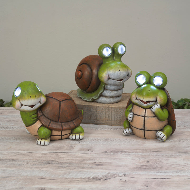 9.45"H Solar Lighted Resin Garden Friend w/ Moving Eyes