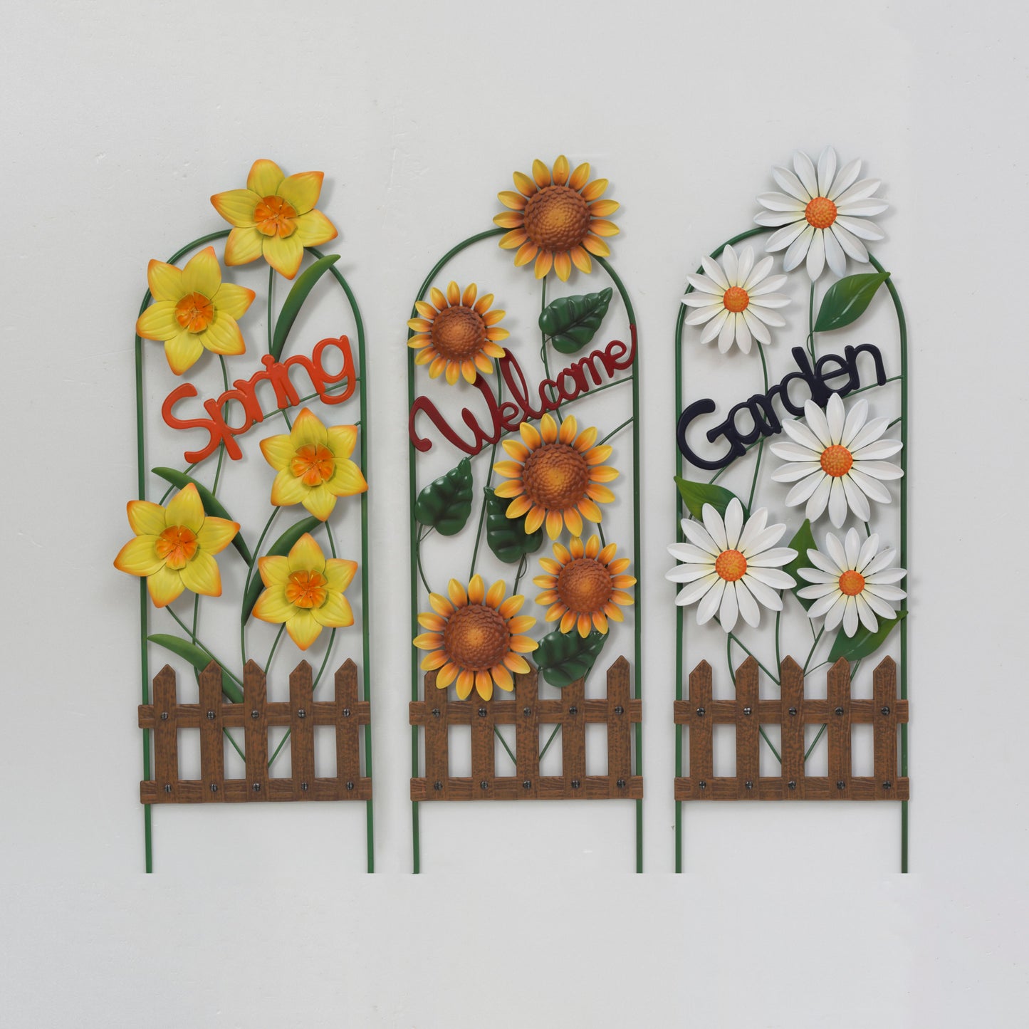 38"H Metal Flower w/ Sign Garden Trellis