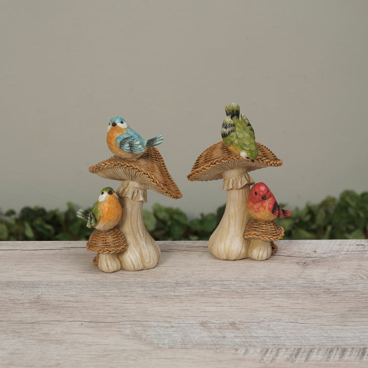 5.51"H Resin Birds on Mushroom