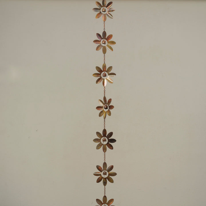 72"L Metal Flower Rain Chain w/ Bells