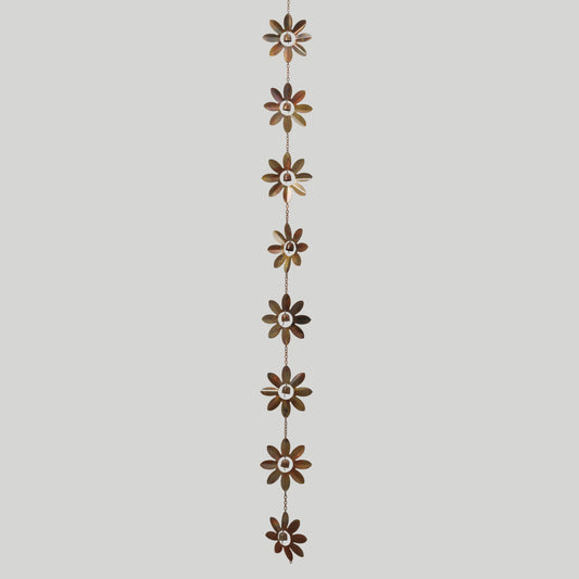 72"L Metal Flower Rain Chain w/ Bells