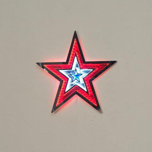 18.7"D UL Electric Lighted Americana Infinity Star Wall Hanging