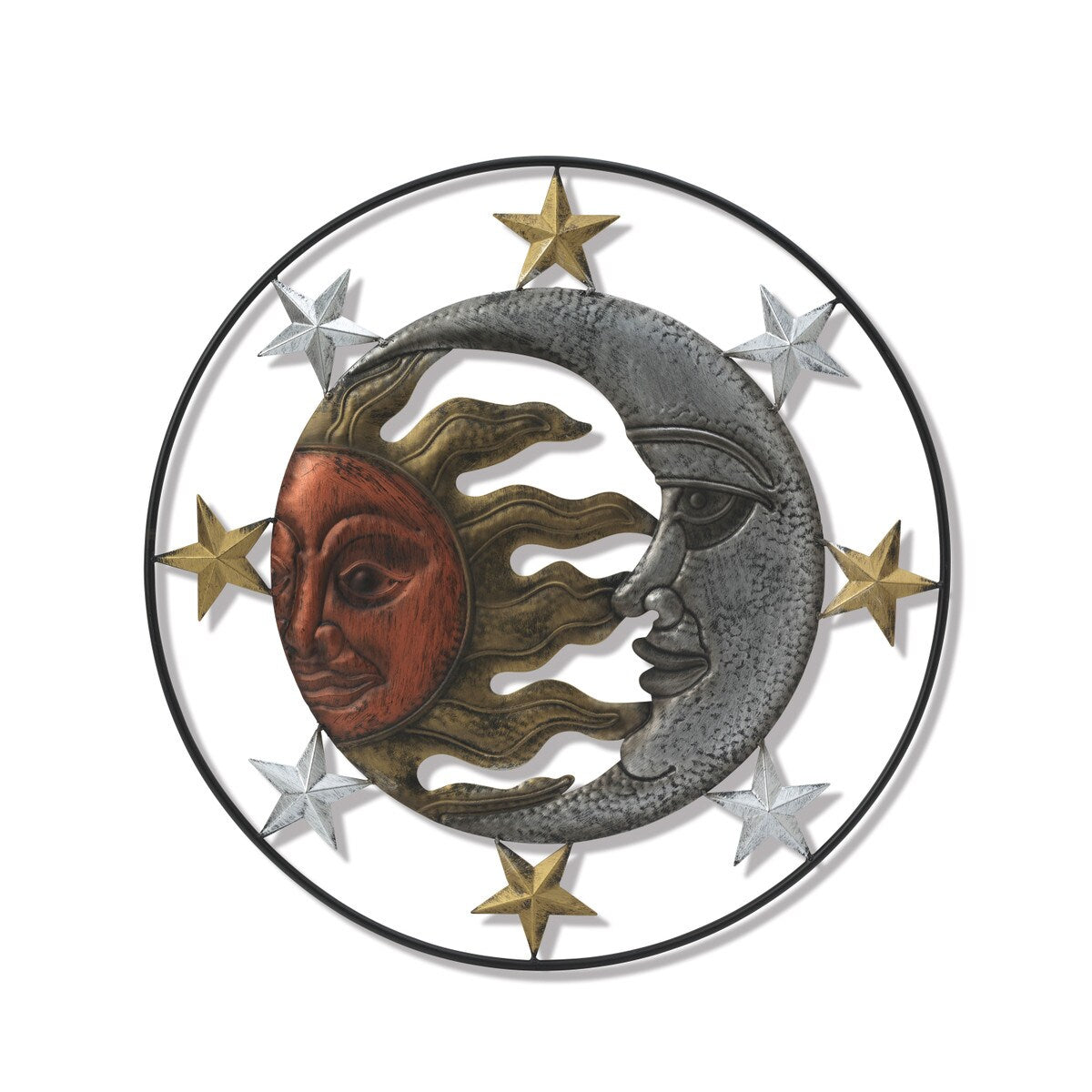 22.75"D Metal Sun & Moon Face Wall Decor