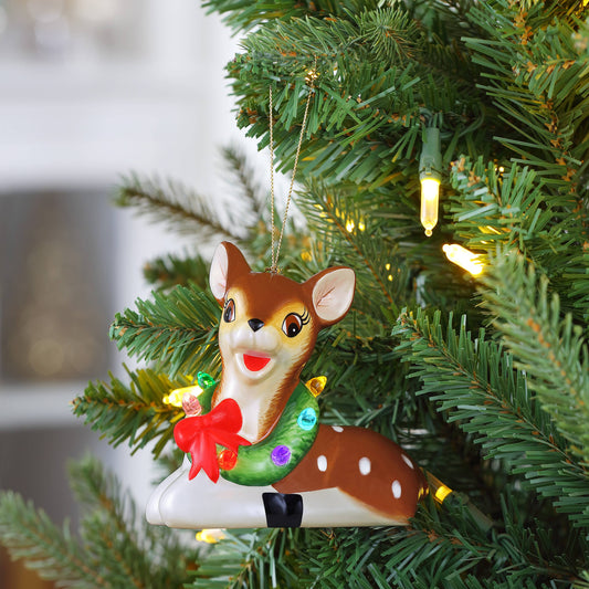 4.5" Nostalgic Ceramic Ornament - Reindeer