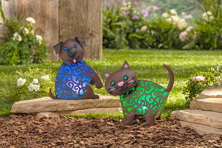 Solar Lighted Metal Bitty Cat/Dog