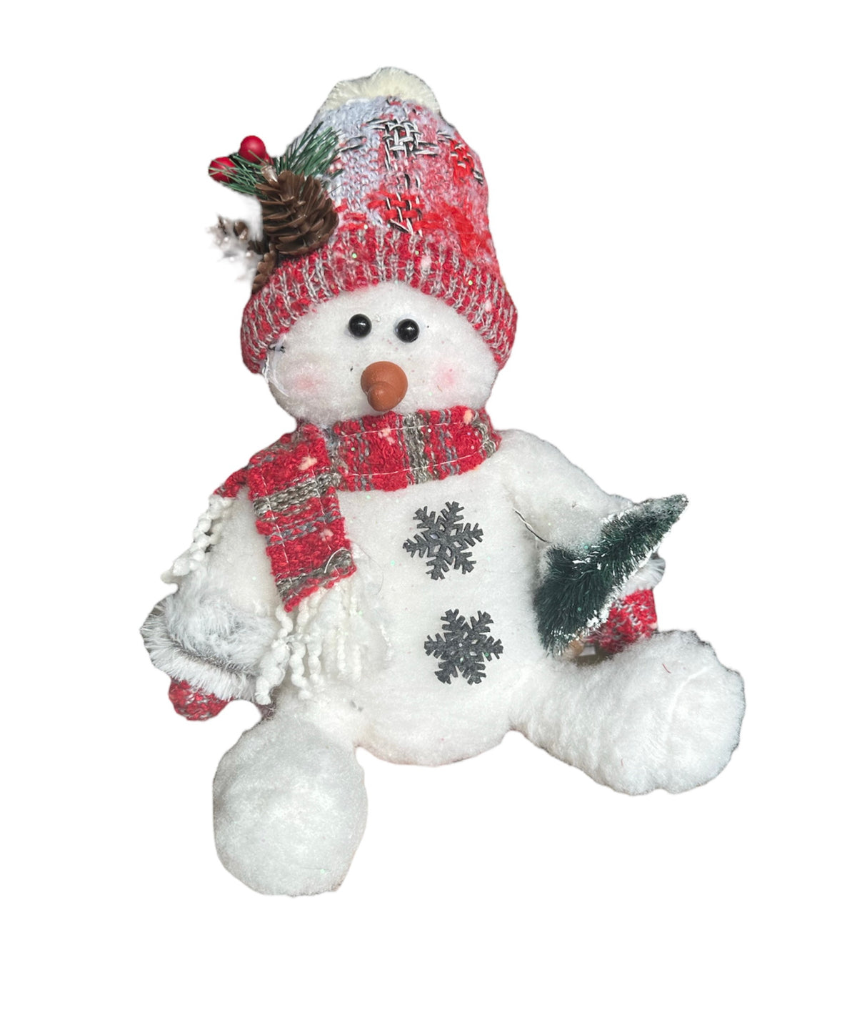 9" Plush Holiday Sitting Snowmen
