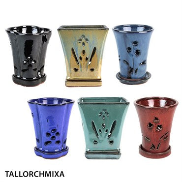 tall ceramic plant pots Michael Carr Designs Tall Orchid Pot Opal Blue