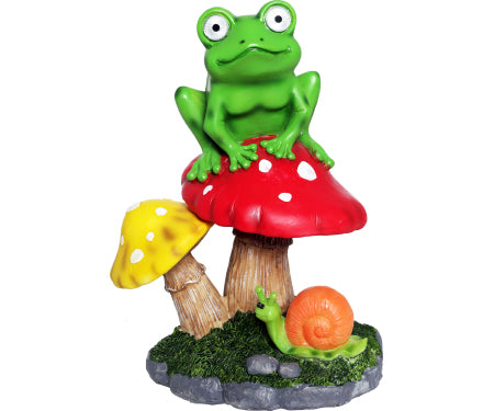 Solar Frog Sitting on Top of Mushroom