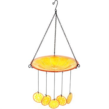 Panacea 27" Orange Bird Bath & Wind Chime