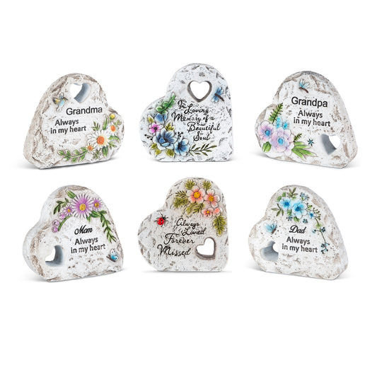 4.6"H Cement Memorial Cut-Out Heart Stone