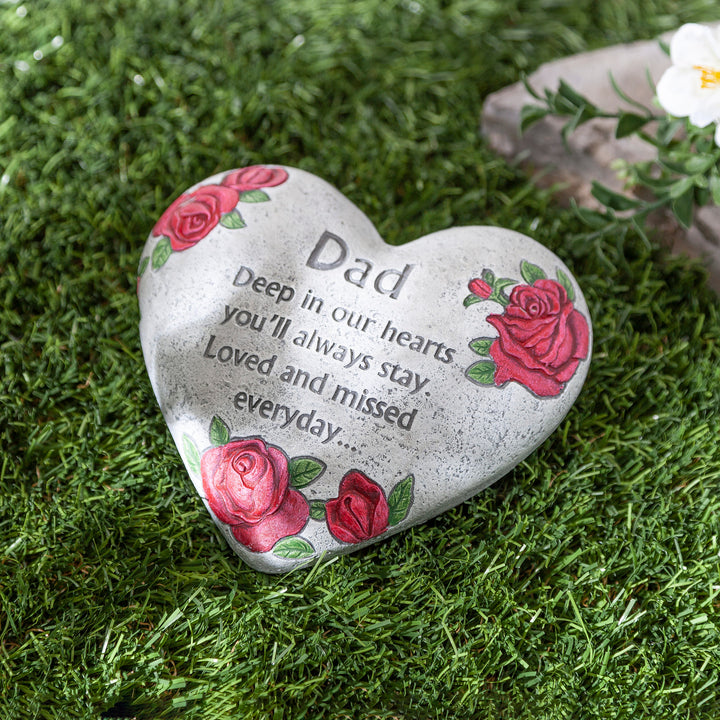 Cement Dad Heart Stone with Message