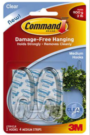 Command Medium Clear Hooks with Clear Strips