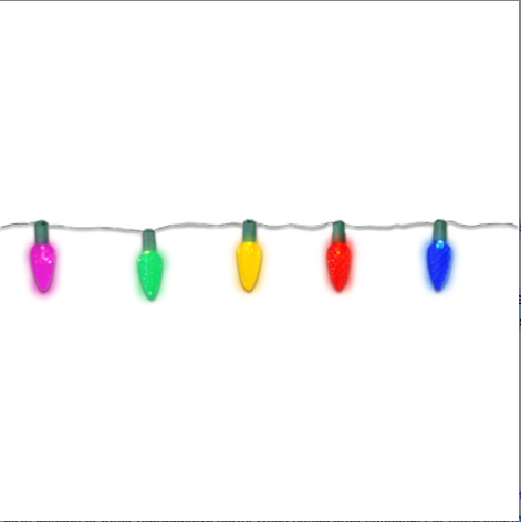 C6 Christmas String Lights, Multi Color, 8 Functions, Battery Operated, 50-Ct.