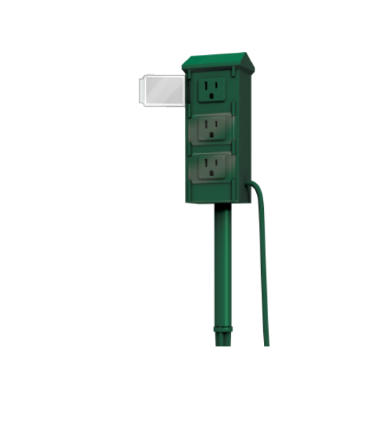3 Outlet Mini Ground Stake with Individual Covers