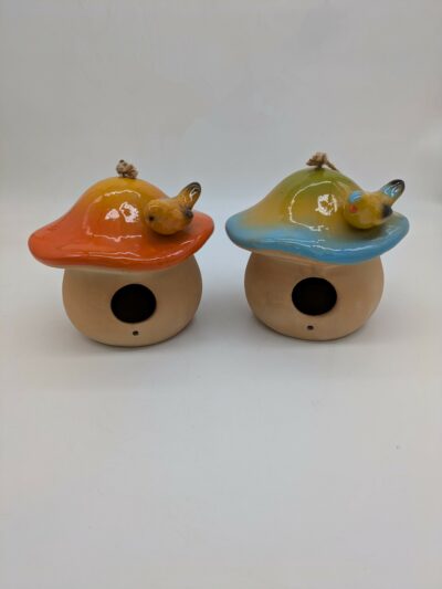 Button Mushroom w/Bird Birdhouse