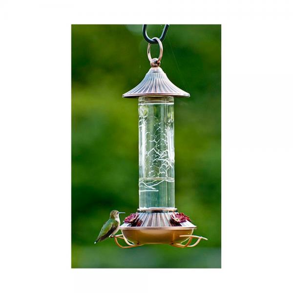 Embossed Glass Hummingbird Feeder