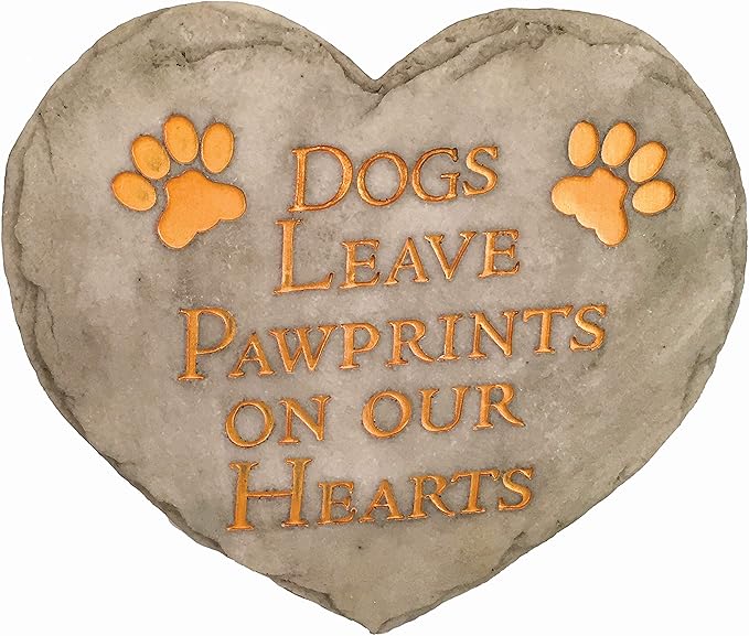 Heart Shaped Dogs Leave Pawprints Stepping Stone