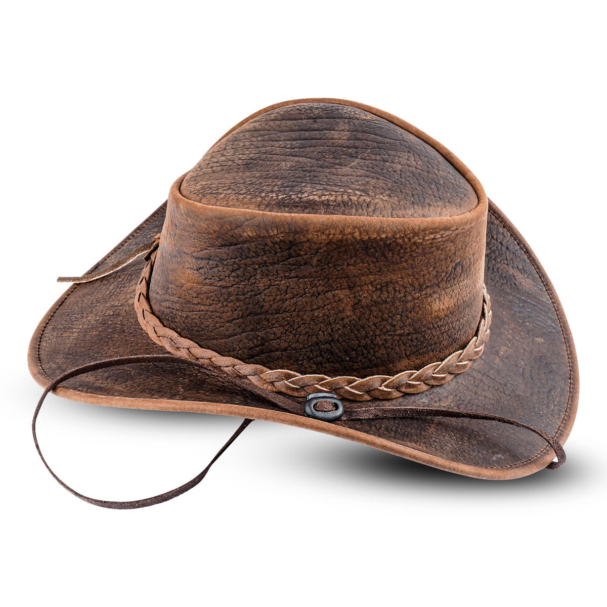 Men's and Women's Brown Western Leather Outback Cowboy Hat