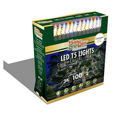 Christmas LED 100-Light Set, T5, Commercial Grade, Warm & Pure White, 34-Ft.