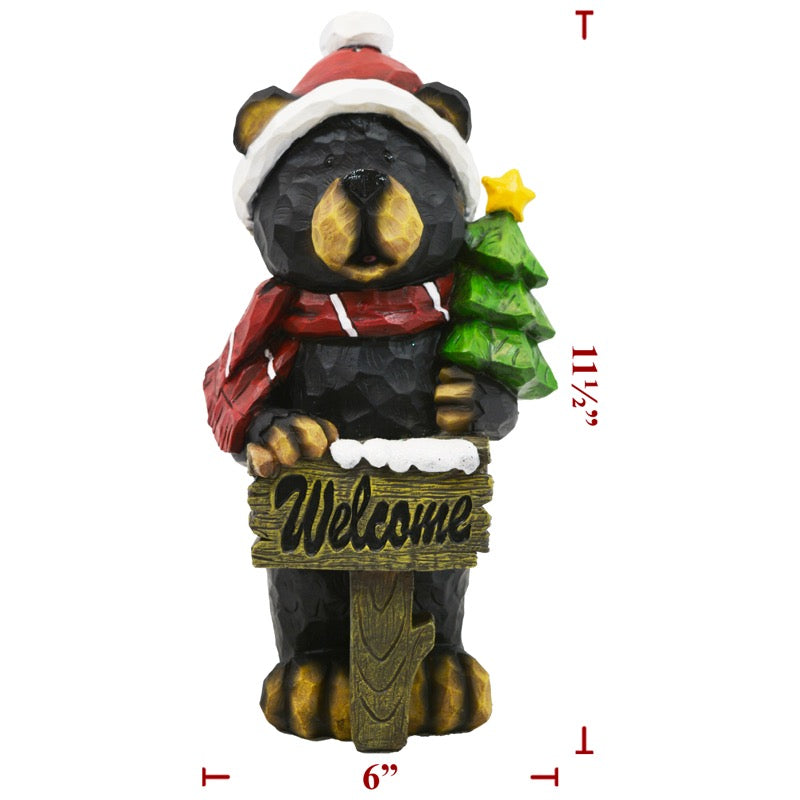 Christmas Poly Black Bear w/ Tree