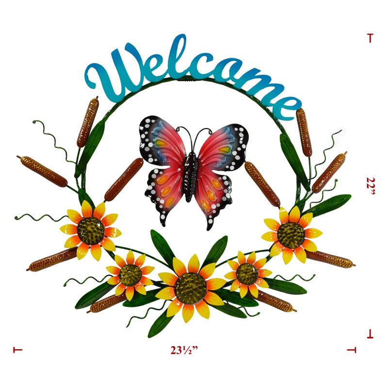 Metal Welcome Butterfly Plaque