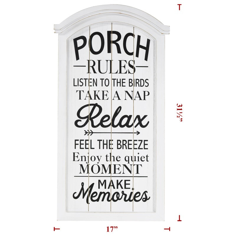 Wooden Porch Rules Sign