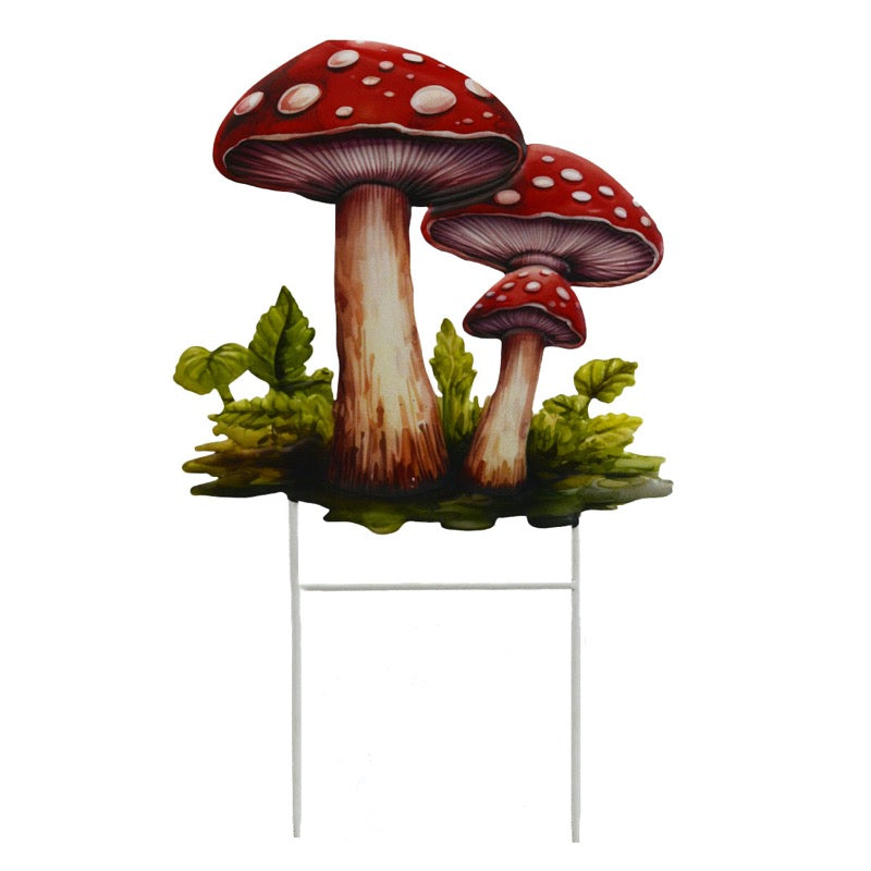 Metal Mushrooms On 2 Poles