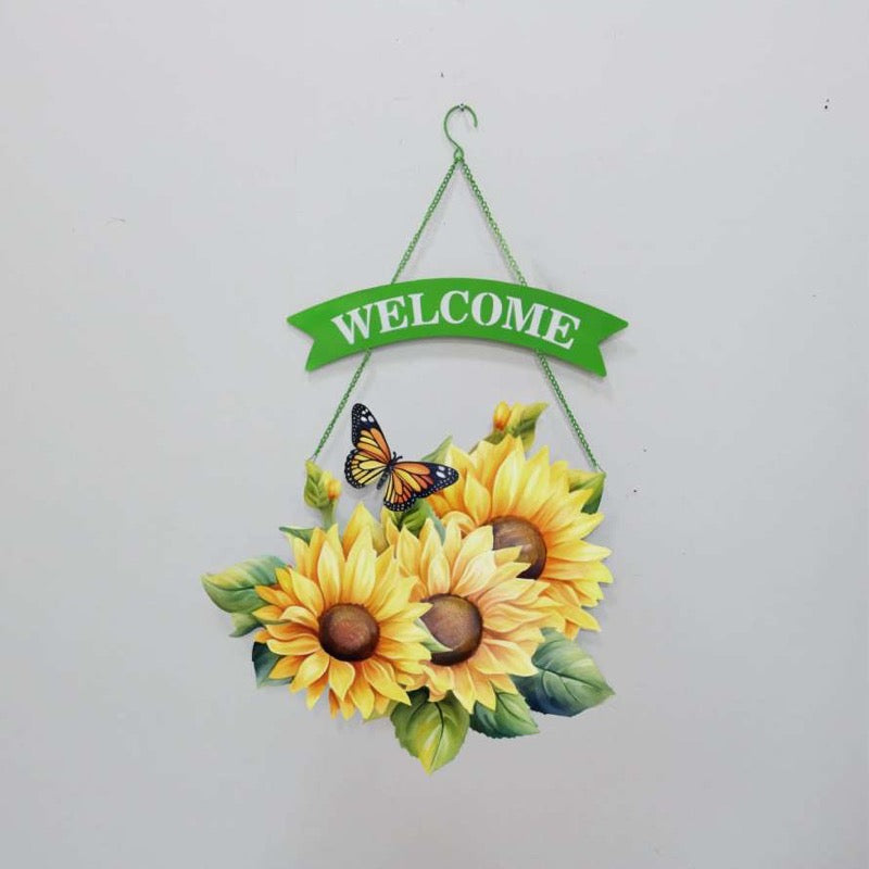 Metal Hanging Sunflower with Butterfly