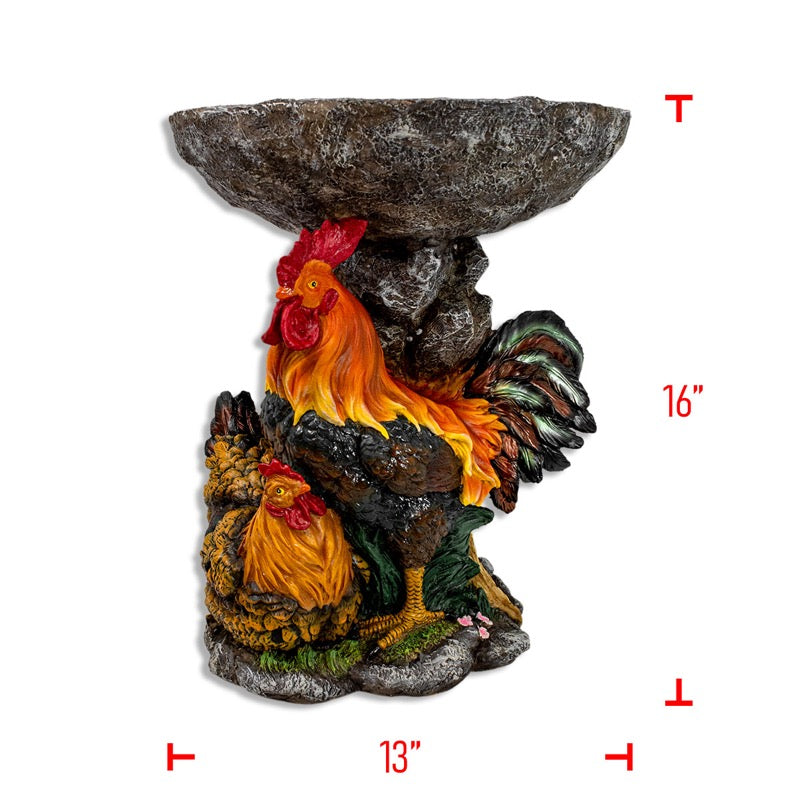 Poly Rooster Bird Bath